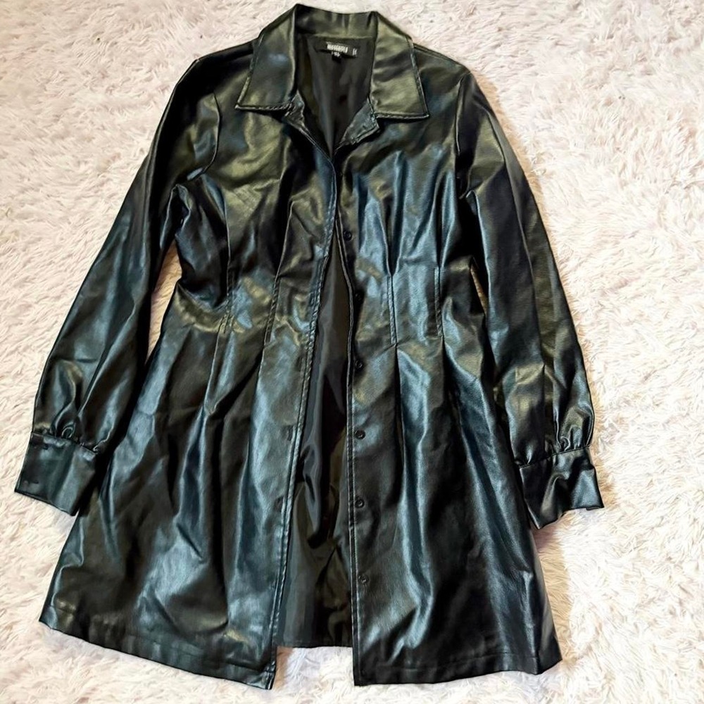 Faux Leather Y2K Edgy Gothic Emo Chic Trench Coat Womens 4 Dark Grunge Matrix